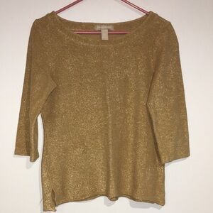 Banana Republic scoop neck gold sparkly sweater